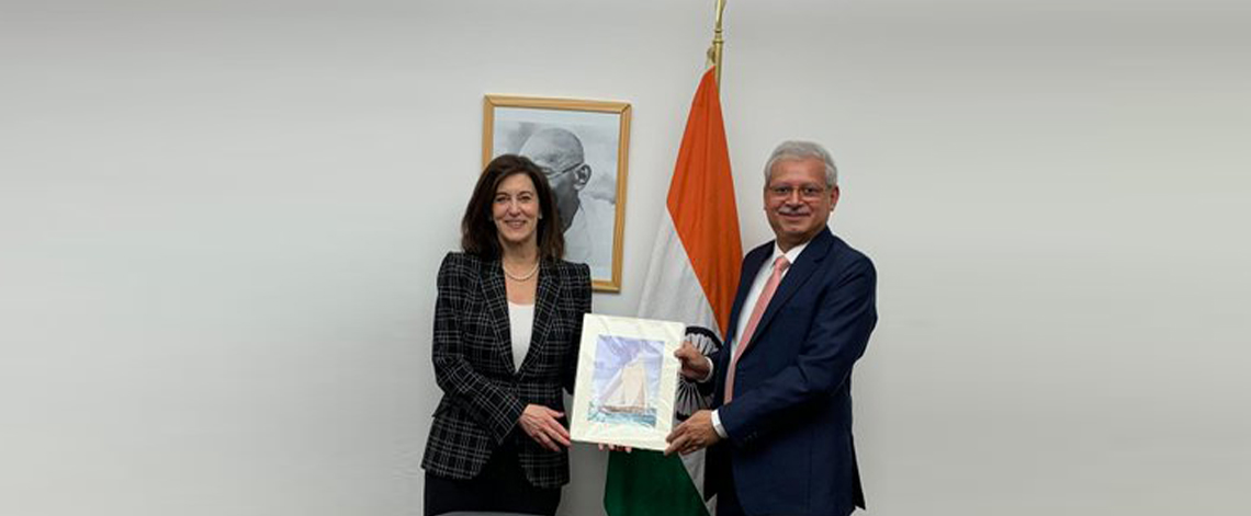 Amb. Jaideep Mazumdar welcoming the new US Ambassador to Austria Victoria R. Kennedy to the Indian Embassy